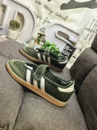 Adidas Samba OG Olive Green Textured Knit Lifestyle Sneakers 7