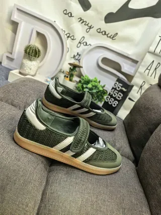 Adidas Samba OG Olive Green Textured Knit Lifestyle Sneakers 9