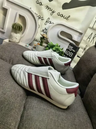 Adidas Samba OG White and Burgundy Lifestyle Sneakers 7