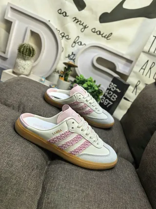 Adidas Samba Tênis Lifestyle Rosa com Listra Texturizada Slip-On 9