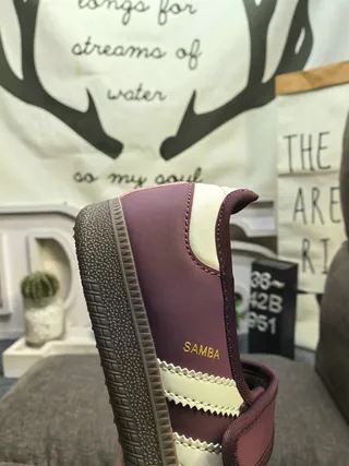 Adidas Samba Purple Beige Laceless Velcro Strap Mary Jane Shoes 3