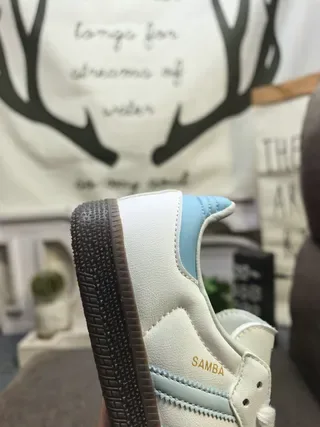 Adidas Samba White and Light Blue Lifestyle Sneakers 3