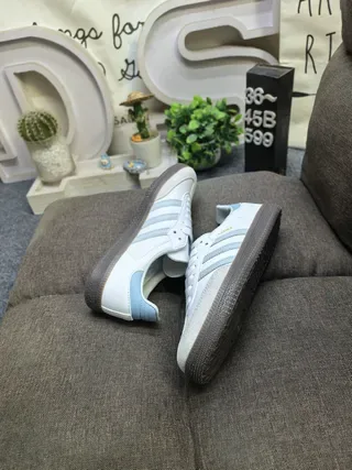 Adidas Samba White and Light Blue Lifestyle Sneakers 6