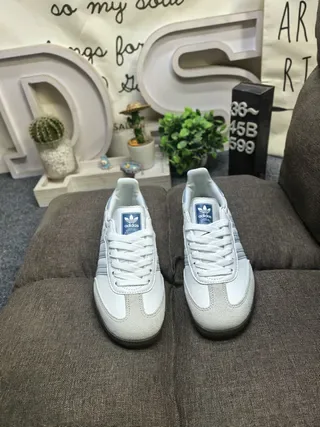 Adidas Samba White and Light Blue Lifestyle Sneakers 10