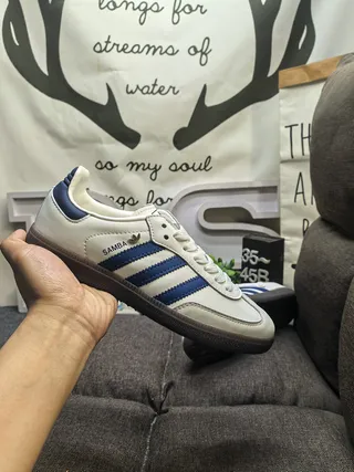 Adidas Samba White and Navy Lifestyle Sneakers 5