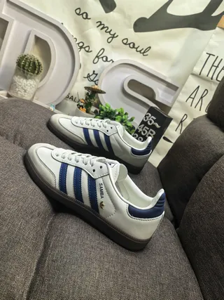 Adidas Samba White and Navy Lifestyle Sneakers 7