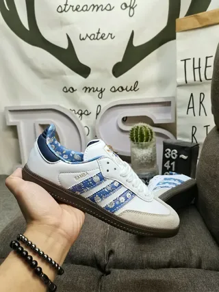 Adidas Samba White Blue Floral Print Lifestyle Sneakers 5