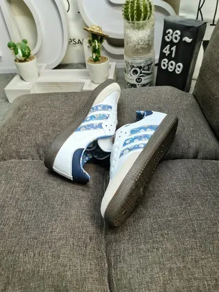 Adidas Samba White Blue Floral Print Lifestyle Sneakers 6