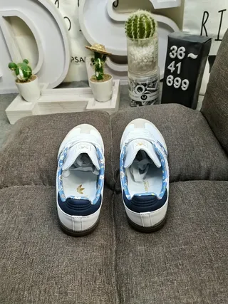 Adidas Samba White Blue Floral Print Lifestyle Sneakers 8
