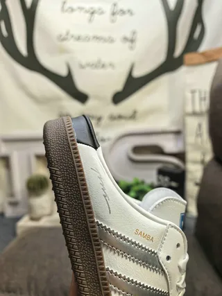 Adidas Samba White Gray Laceless Slip-On Lifestyle Sneakers 3