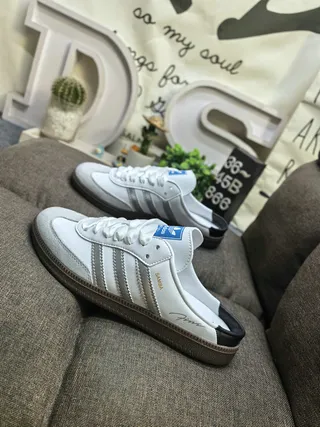 Adidas Samba White Gray Laceless Slip-On Lifestyle Sneakers 7