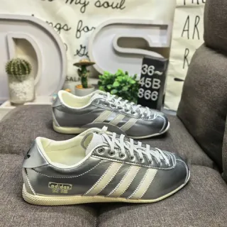 Adidas Silver Beige Metallic Leather Upper Cream Three-Stripe Detailing Lifestyle Sneakers