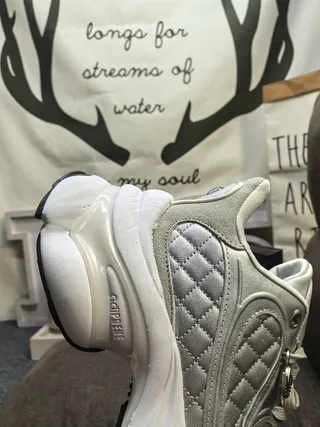 Adidas Silver White Quilted Metallic Upper Sculpted Multi-Layered Sole Chunky Sneakers 3
