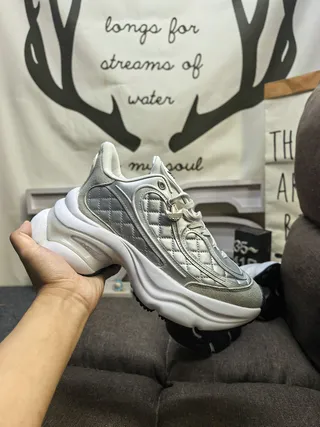 Adidas Silver White Quilted Metallic Upper Sculpted Multi-Layered Sole Chunky Sneakers 5