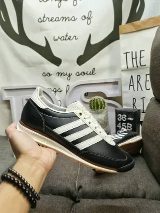 Adidas Spezial Black and White Leather Lifestyle Sneakers 5