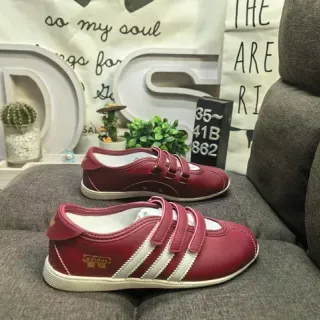 Adidas Spezial Red White Velcro Strap Closure Three-Stripe Side Panel Lifestyle Sneakers