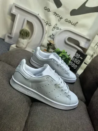 Adidas Stan Smith White and Green Lifestyle Sneakers 9
