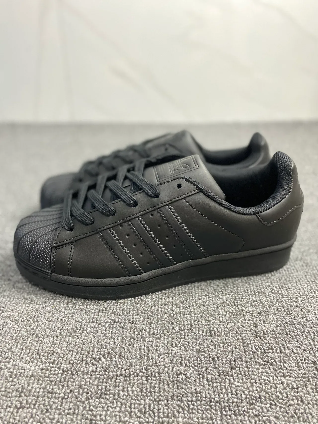 Adidas Superstar All-Black Leather Lifestyle Sneakers 4