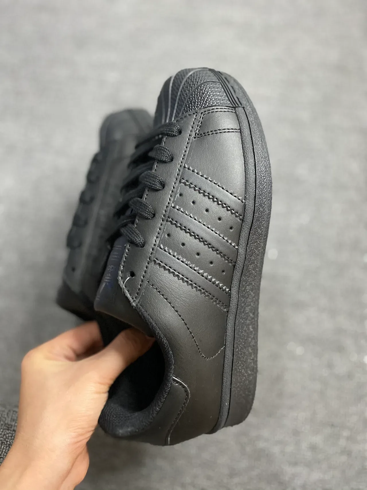 Adidas Superstar All-Black Leather Lifestyle Sneakers 7