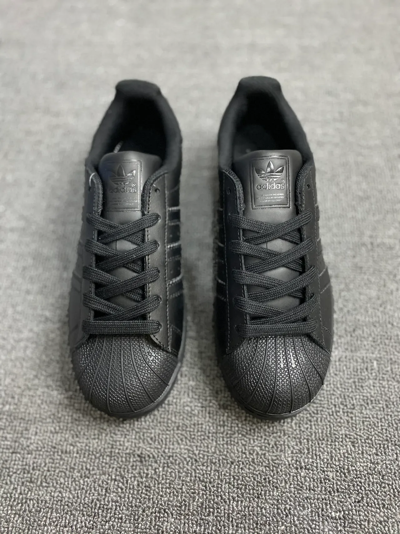 Adidas Superstar All-Black Leather Lifestyle Sneakers 8