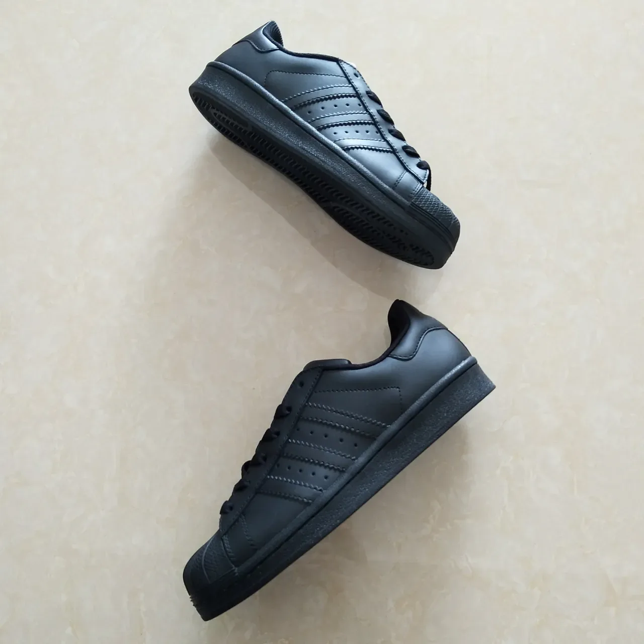 Adidas Superstar All-Black Leather Lifestyle Sneakers 10