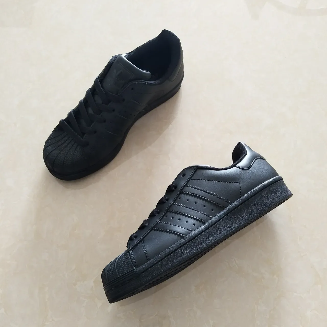 Adidas Superstar All-Black Leather Lifestyle Sneakers 12