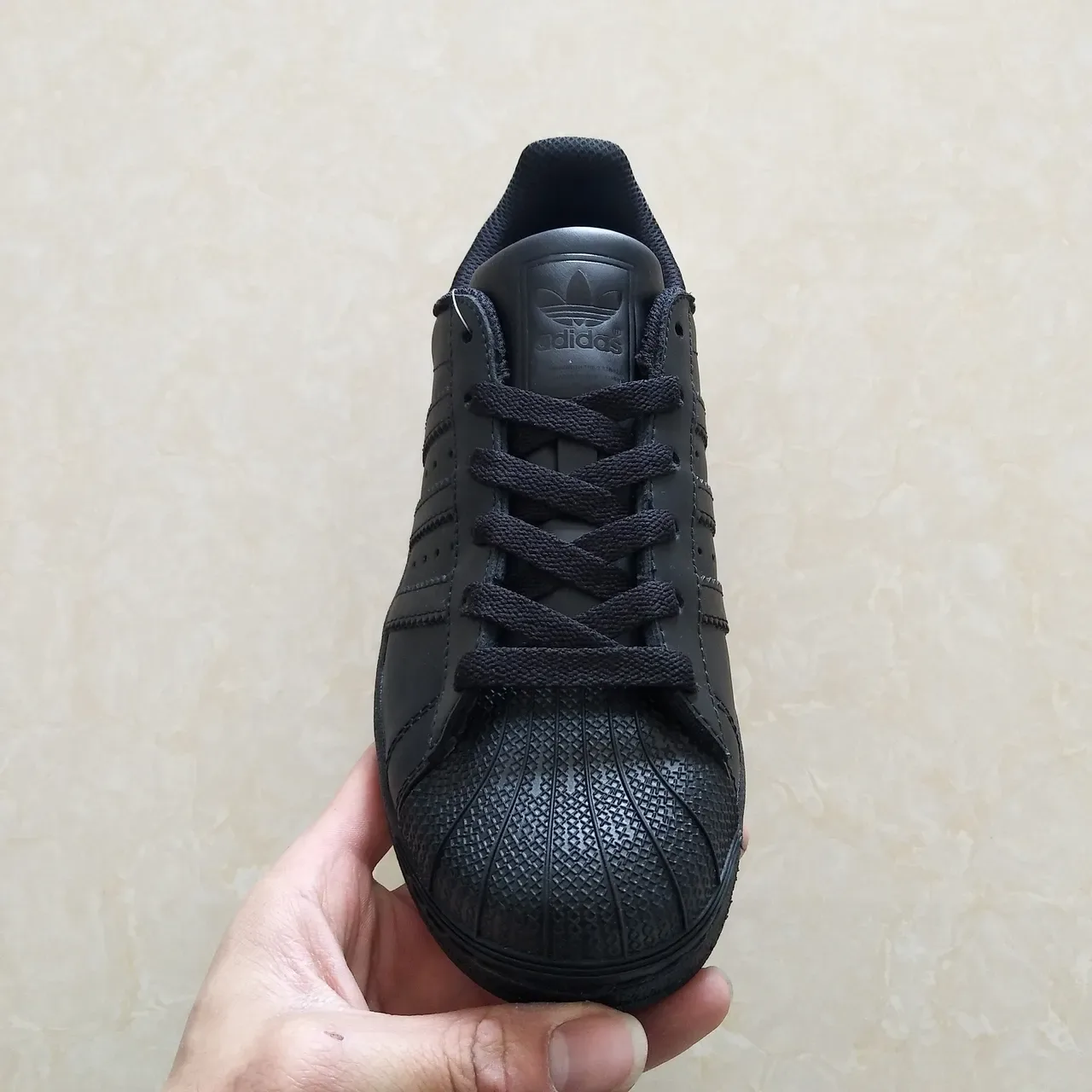 Adidas Superstar All-Black Leather Lifestyle Sneakers 14