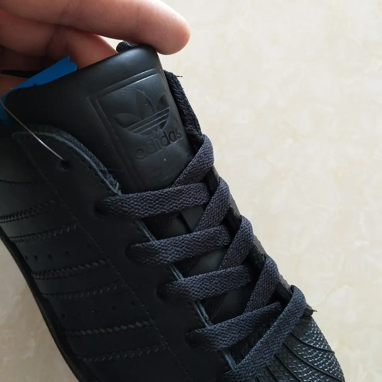 Adidas Superstar All-Black Leather Lifestyle Sneakers 15