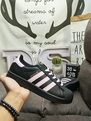 Adidas Superstar Black and Pink Lifestyle Sneakers 5
