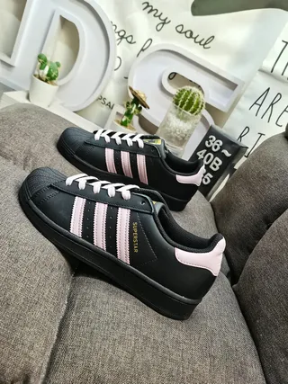 Adidas Superstar Black and Pink Lifestyle Sneakers 7