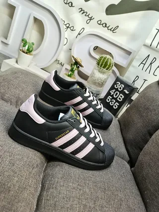Adidas Superstar Black and Pink Lifestyle Sneakers 9