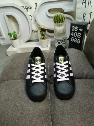 Adidas Superstar Black and Pink Lifestyle Sneakers 10