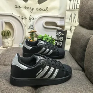 Adidas Superstar Black and Silver Metallic Lifestyle Sneakers