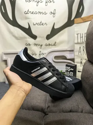 Adidas Superstar Black and Silver Metallic Lifestyle Sneakers 5