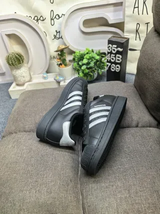 Adidas Superstar Black and Silver Metallic Lifestyle Sneakers 6