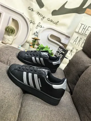 Adidas Superstar Black and Silver Metallic Lifestyle Sneakers 7