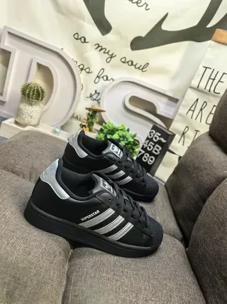 Adidas Superstar Black and Silver Metallic Lifestyle Sneakers 9