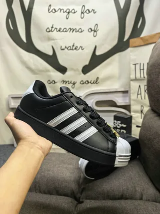 Adidas Superstar Black White Gold Eyelet Lifestyle Sneakers 5