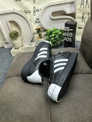 Adidas Superstar Black White Gold Eyelet Lifestyle Sneakers 6