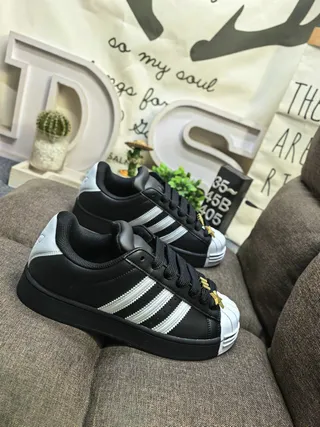 Adidas Superstar Black White Gold Eyelet Lifestyle Sneakers 9