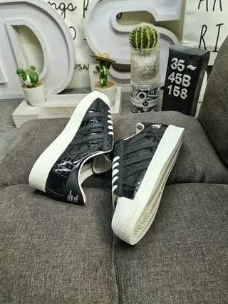 Adidas Superstar Black White Shell Toe Three Stripes Lifestyle Sneakers 6
