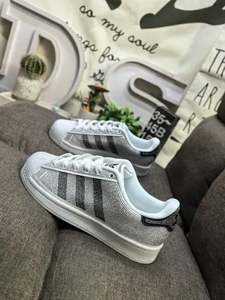 Adidas Superstar Crystal-Embellished White Lifestyle Sneakers 7