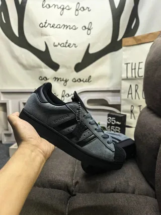 Adidas Superstar Gray and Black Lifestyle Sneakers 5