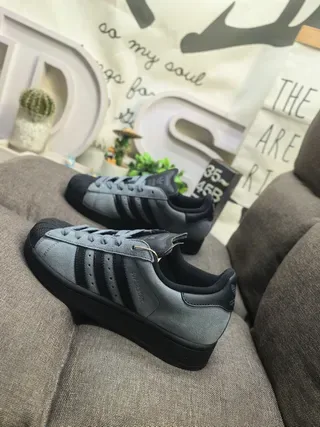 Adidas Superstar Gray and Black Lifestyle Sneakers 7