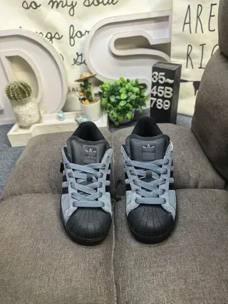 Adidas Superstar Gray and Black Lifestyle Sneakers 10