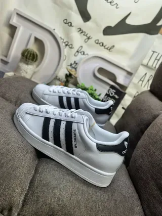 Adidas Superstar Gray Blue Low-Top Leather Upper Lifestyle Sneakers 7