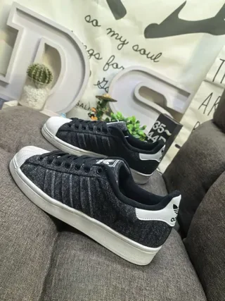 Adidas Superstar Heathered Black and White Lifestyle Sneakers 7