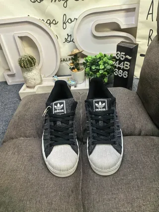 Adidas Superstar Heathered Black and White Lifestyle Sneakers 10