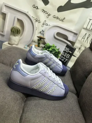 Adidas Superstar Light Gray and Navy Lifestyle Sneakers 9