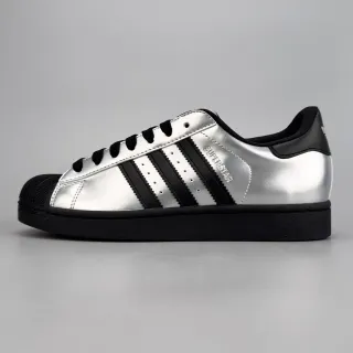Adidas Superstar Metallic Silver and Black Lifestyle Sneakers